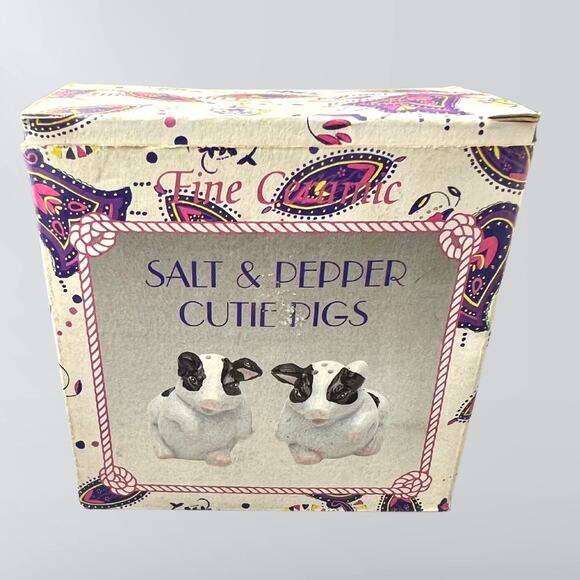 Vintage Fine Ceramic Cutie Pigs Salt & Pepper Shaker With Box - Picture 2 of 4